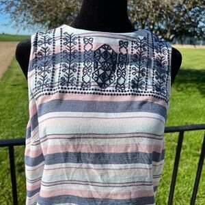 TRIBAL women’s size M stripe tank top with embroidery on neckline